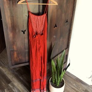 MinkPink RoseWater Boho Gypsy Red Maxi Dress